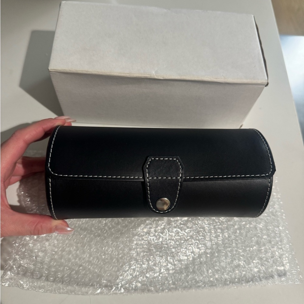 Black Faux Leather Watch Case
